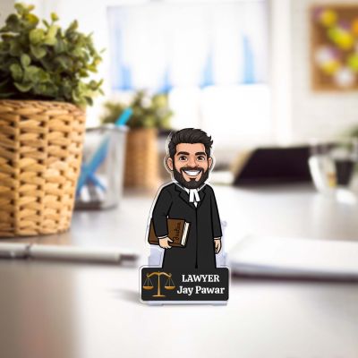 Personalized Lawyer Caricature Desk Standee, Shaking Head Feature With Battery Powered Caricature for Lawyer Law Student Gift For Lawyer & Advocate Birthday Gift Items for Lawyers